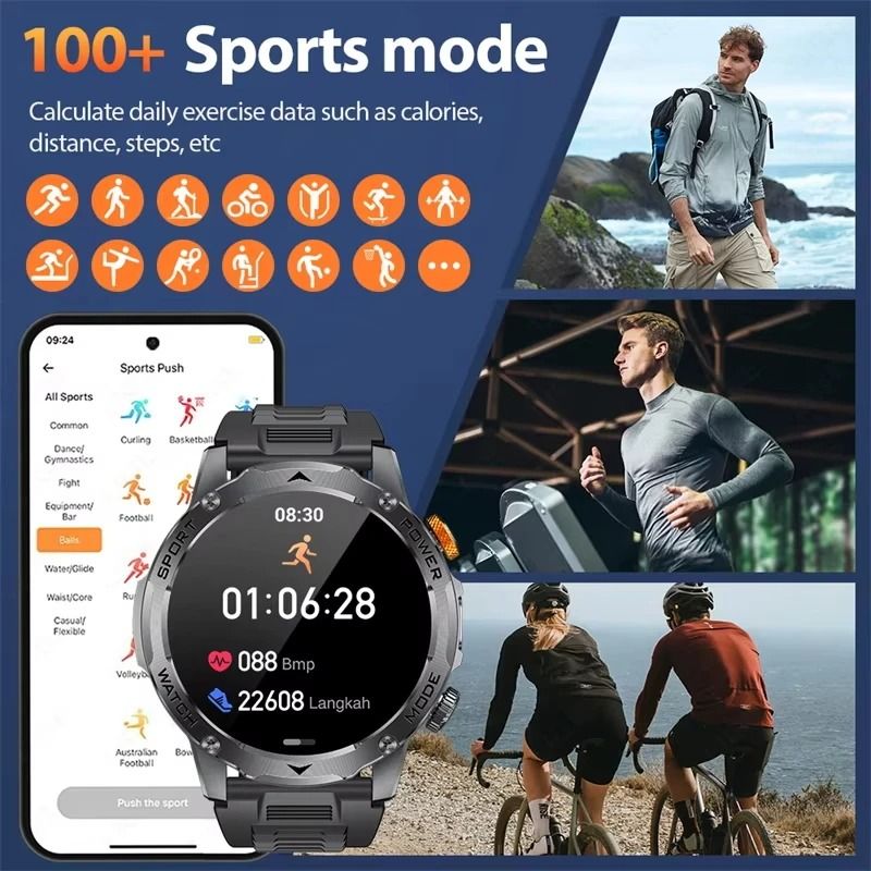 LiGe 2026 New 1000mAh Super Capacity Battery Adult Men Smart Watches 1.7-inch Large Screen Bluetooth Call IP68 Waterproof SmartWatches Sports