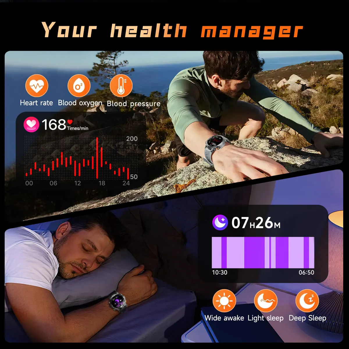 LiGe 2026 New 1000mAh Super Capacity Battery Adult Men Smart Watches 1.7-inch Large Screen Bluetooth Call IP68 Waterproof SmartWatches Sports