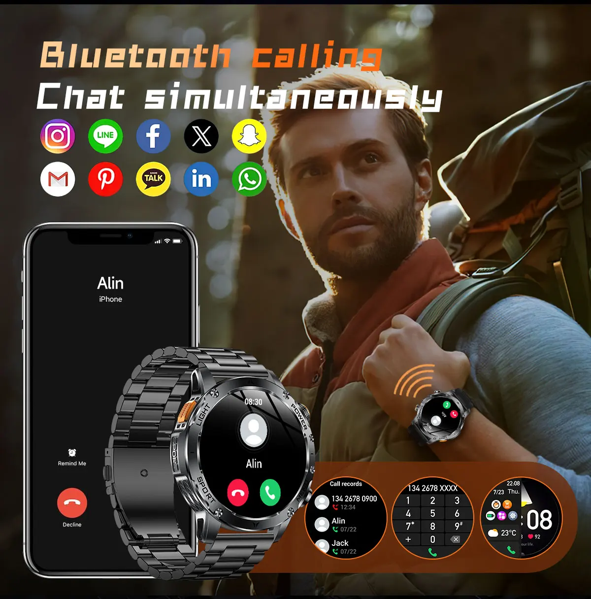 LiGe 2026 New 1000mAh Super Capacity Battery Adult Men Smart Watches 1.7-inch Large Screen Bluetooth Call IP68 Waterproof SmartWatches Sports
