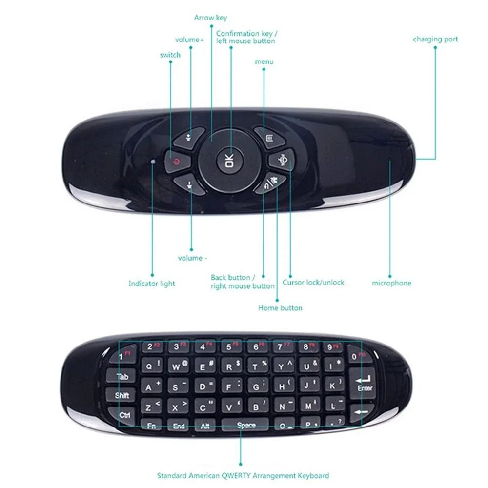 C120 Backlight Air Mouse 2.4G RF Wireless Mini Keyboard Smart Gyroscope Keyboard Game Play Remote Control For Android Smart TV Box