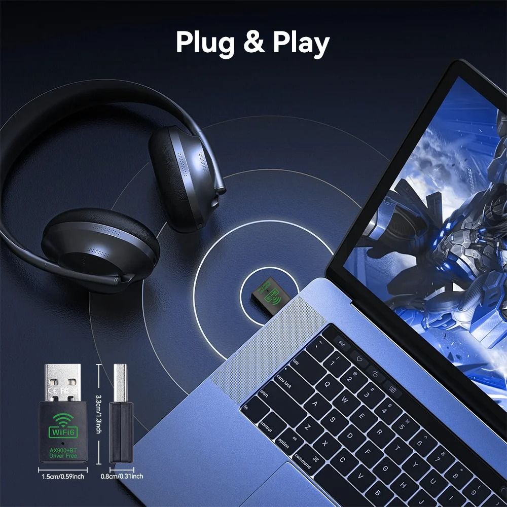 Wi-Fi 5 600Mbps/Wi-Fi 4 150Mbps/Wi-Fi 6 900Mbps USB WiFi Adapter 2in1 Dongle Dual Band 2.4G/5GHz USB Network Card Wireless Wlan Receiver Driver Free