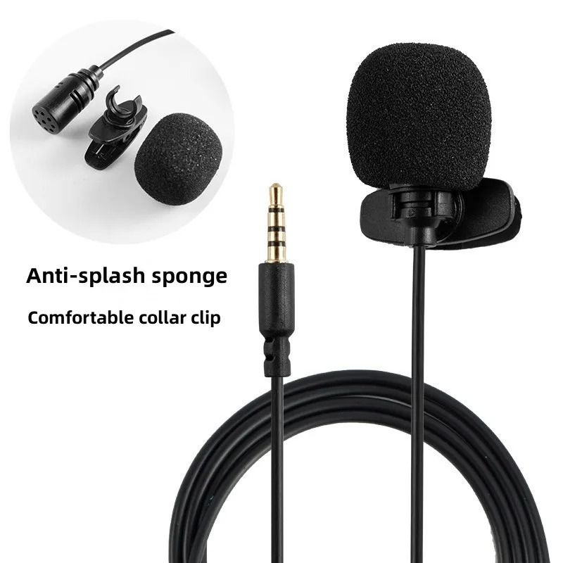 Portable 1.5m Lavalier Mini Microphone Condenser Clip-on Lapel Mic Wired USB 3.5mm Type-C Microfon For Phone for Mac Laptop PC