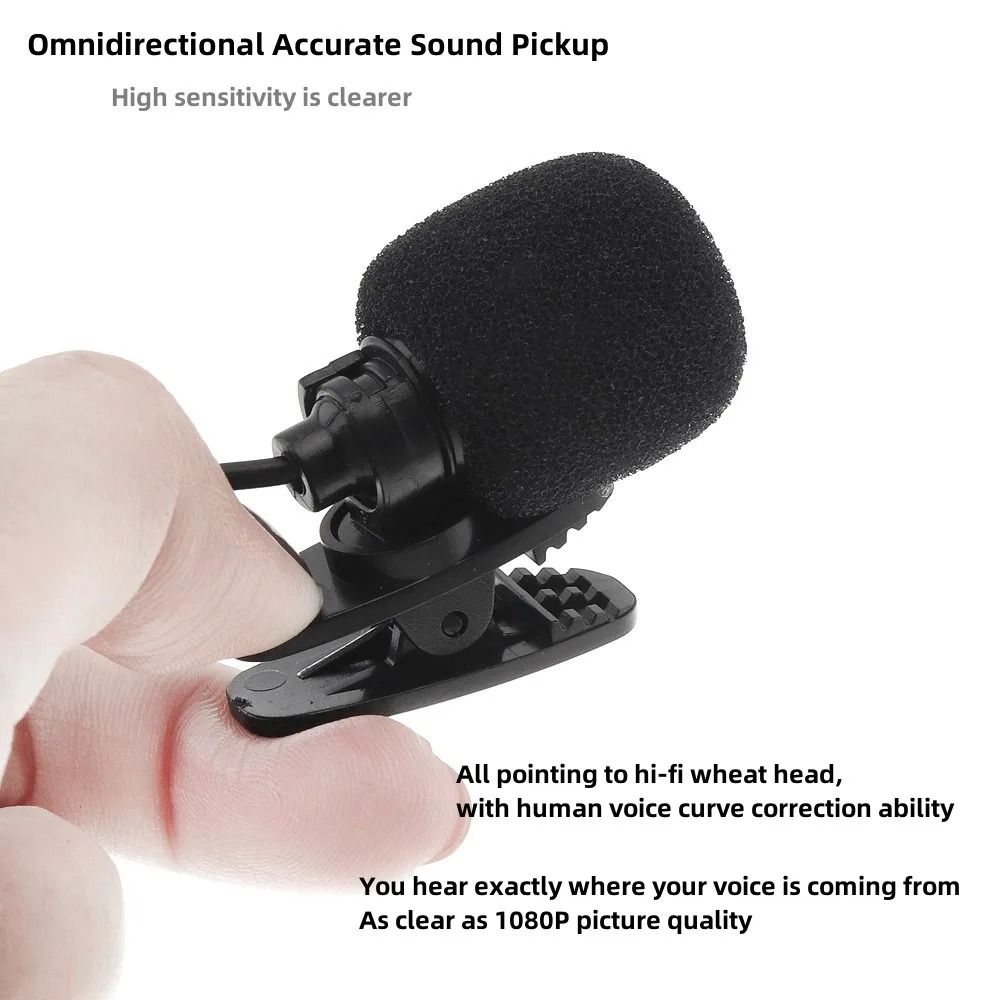 Portable 1.5m Lavalier Mini Microphone Condenser Clip-on Lapel Mic Wired USB 3.5mm Type-C Microfon For Phone for Mac Laptop PC