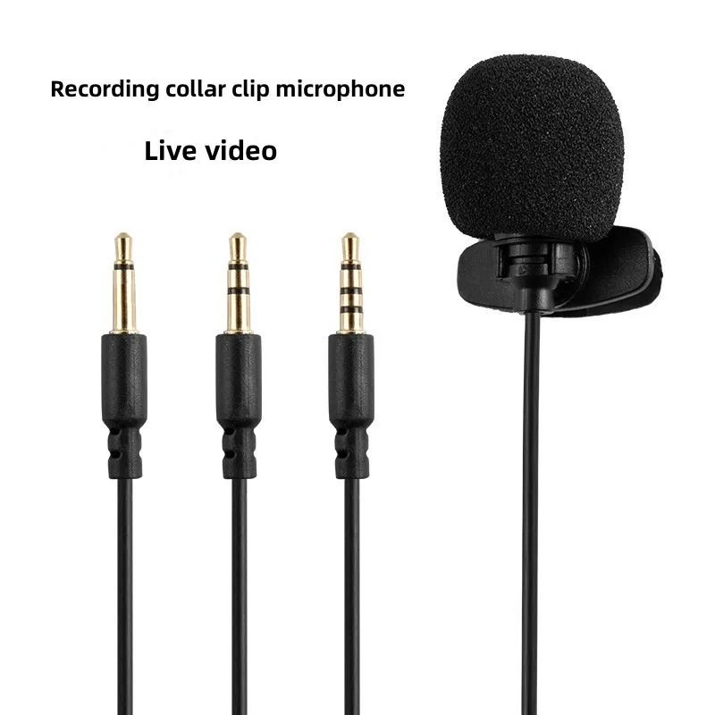 Portable 1.5m Lavalier Mini Microphone Condenser Clip-on Lapel Mic Wired USB 3.5mm Type-C Microfon For Phone for Mac Laptop PC
