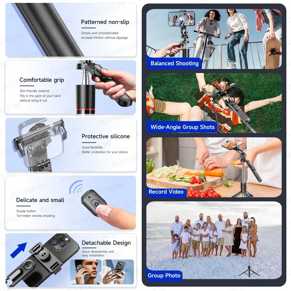 Phone Selfie Stick Tripod Wireless Phone Holder With 1708mm Long 8-Section Pole Bluetooth Remote 360° Rotation 1/4 Interface For Phone Camera Vlog Photo Video
