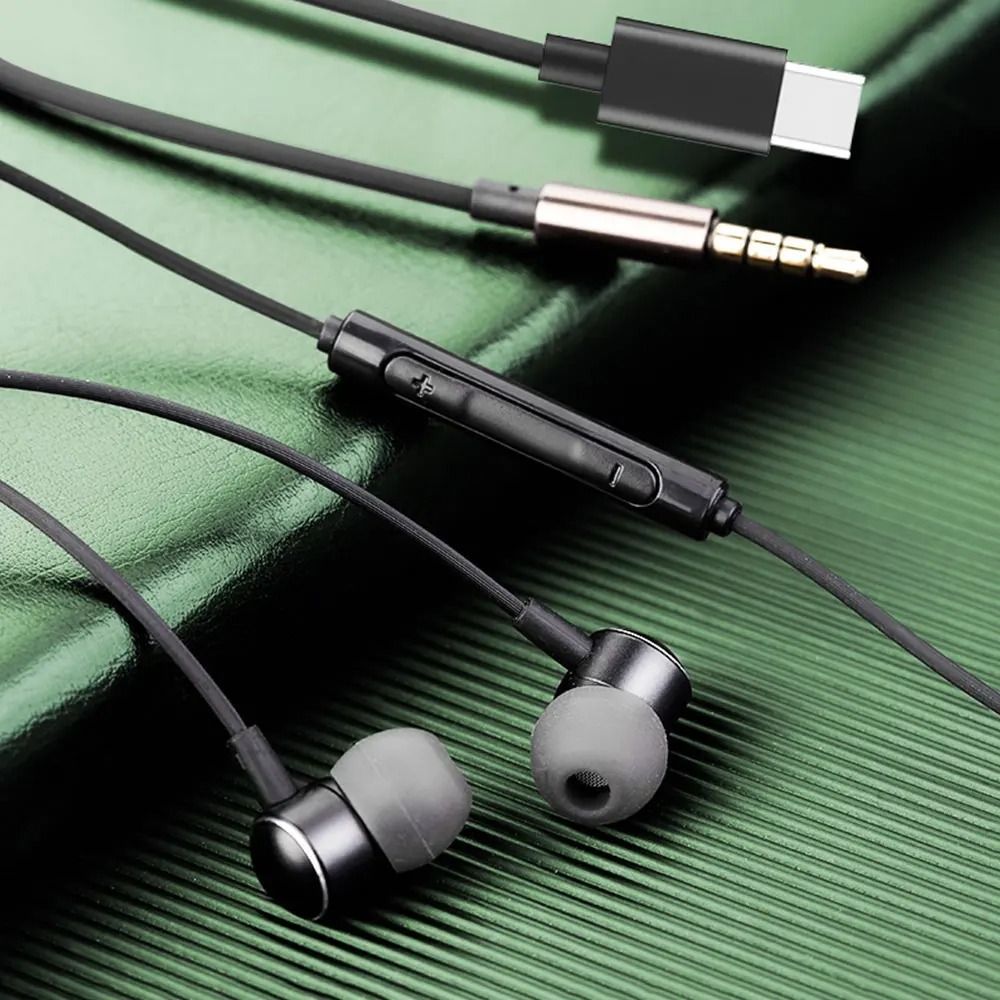 Metal Copper Driver Type-C Wired Earphone HiFi Stereo With Mic Headphone Running Bass Stereo Headset Music Earbuds Earplug With Mic For All Smart Phones