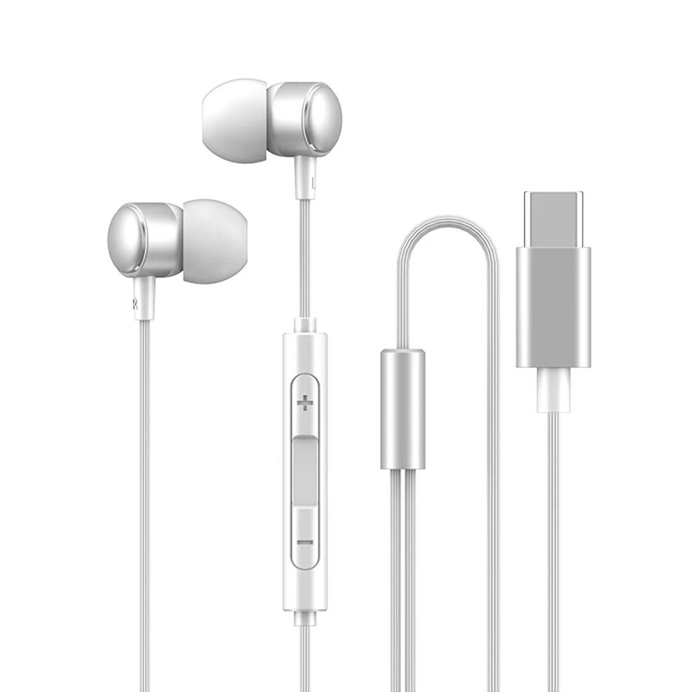 Metal Copper Driver Type-C Wired Earphone HiFi Stereo With Mic Headphone Running Bass Stereo Headset Music Earbuds Earplug With Mic For All Smart Phones