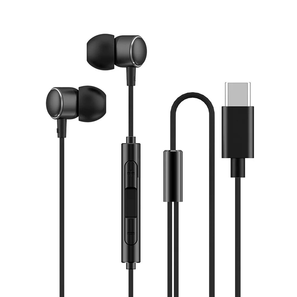 Metal Copper Driver Type-C Wired Earphone HiFi Stereo With Mic Headphone Running Bass Stereo Headset Music Earbuds Earplug With Mic For All Smart Phones
