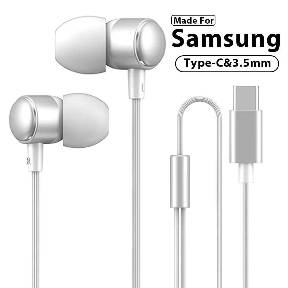 Metal Copper Driver Type-C Wired Earphone HiFi Stereo With Mic Headphone Running Bass Stereo Headset Music Earbuds Earplug With Mic For All Smart Phones