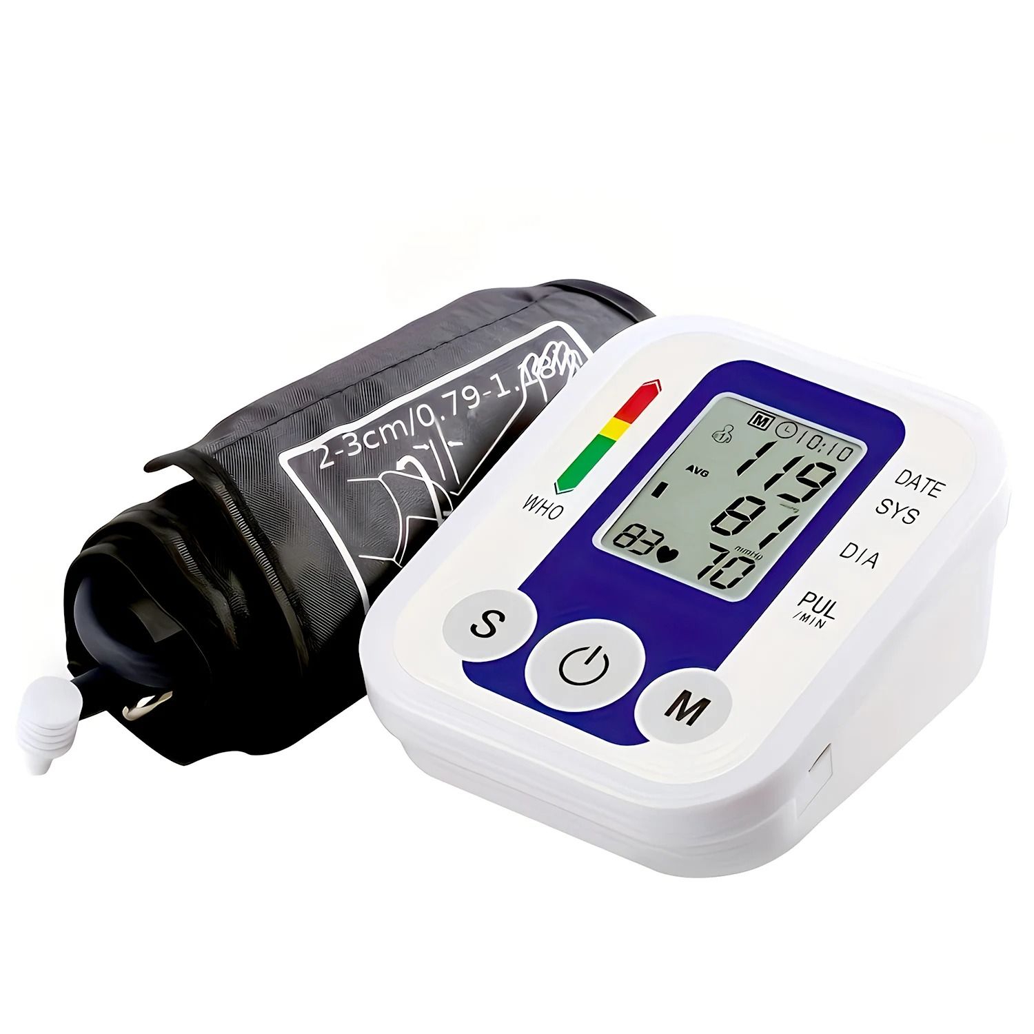 Portable Digital Upper Arm Blood Pressure Monitor Measurement Tool Portable LCD Digital Tonometer Sphygmomanometer Tensiometer Heart Rate Pulse Meter BP Monitor