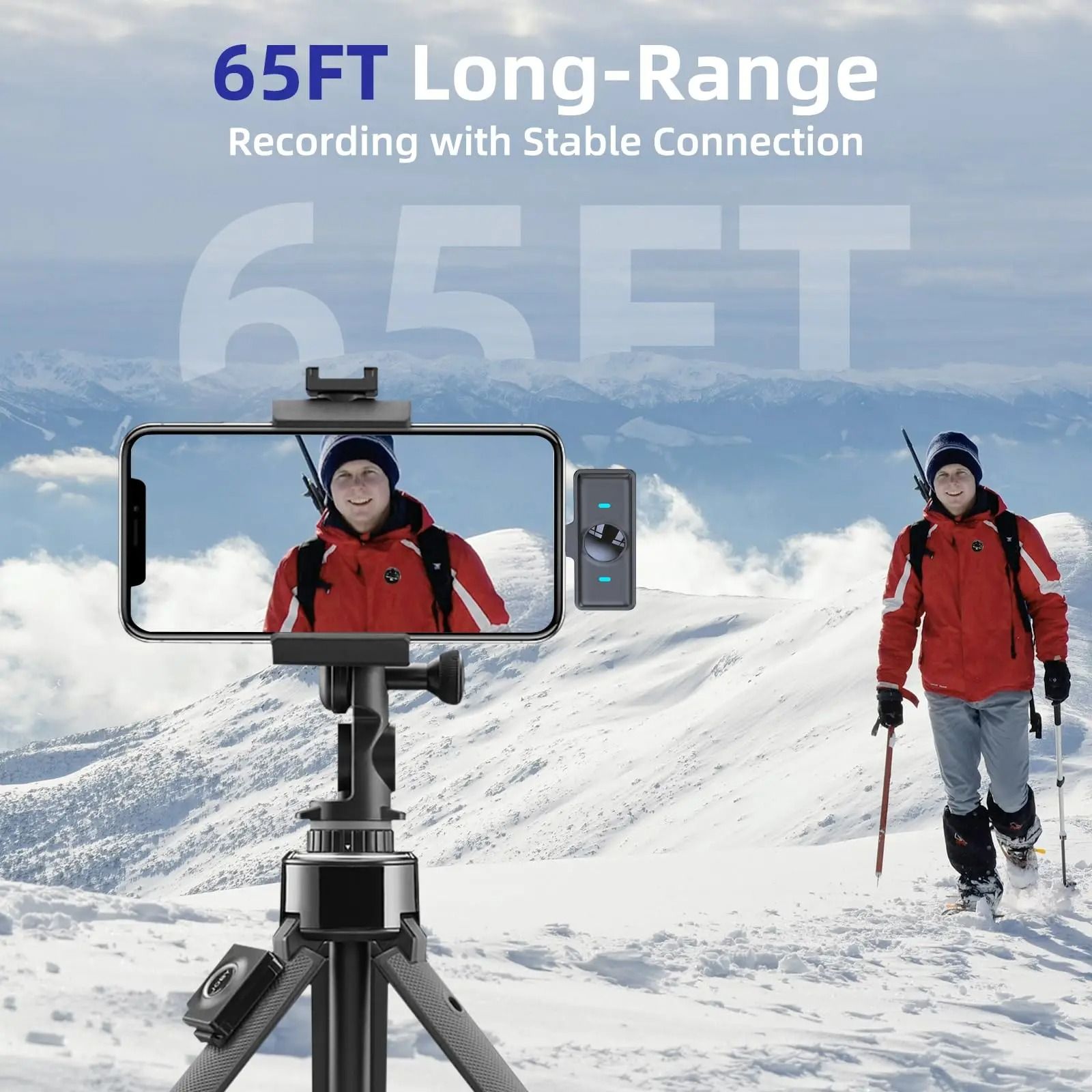 2pcs/set Wireless Magnetic Button Collar Microphone 164ft Range Lapel Mic 40H Battery Lavalier Mic with Charging Case for Video Recording With Power Bank