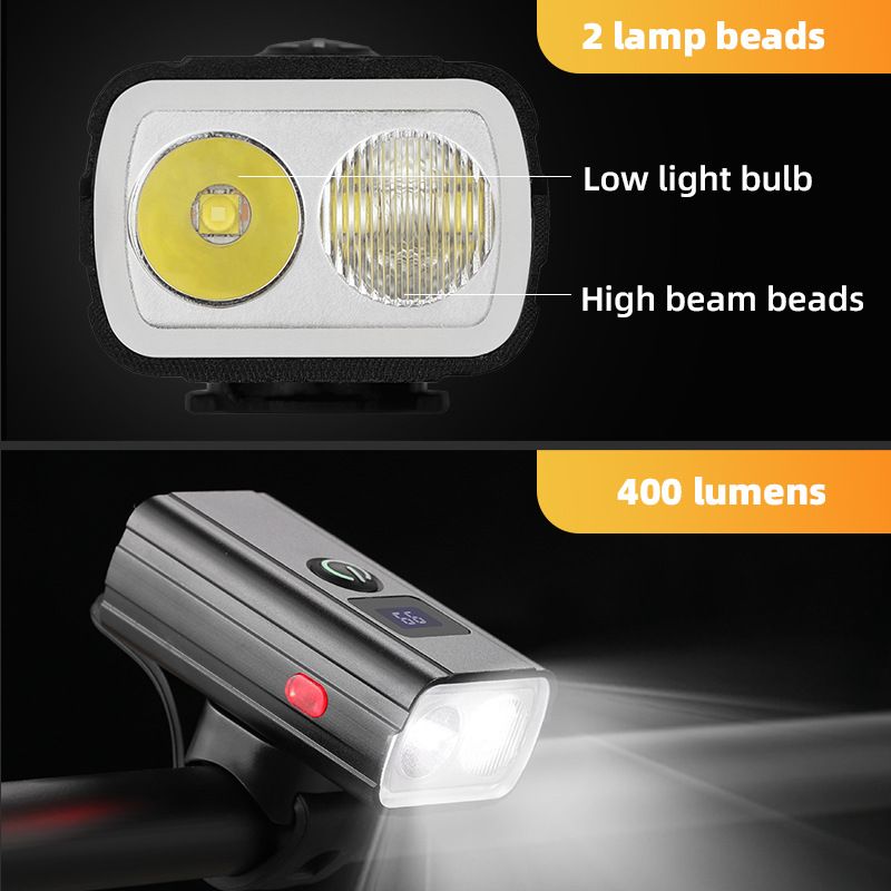 Rechargeable Al Alloy Bicycle Front Light Outdoor Night Riding Illuminated Headlights Safe Riding Waterproof Bike Lamps