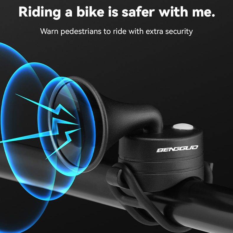 Outdoor Safe Riding Bicycle Bell 5 Modes Rechargeable Bike Electric Horn Clear Sound Cycling Alarm Bells