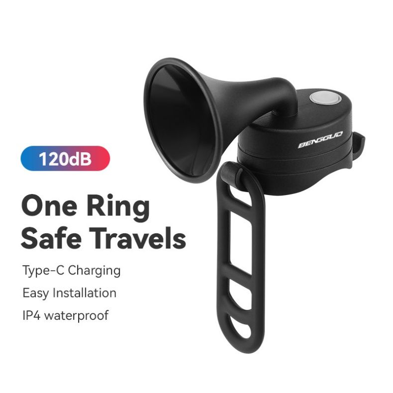 Outdoor Safe Riding Bicycle Bell 5 Modes Rechargeable Bike Electric Horn Clear Sound Cycling Alarm Bells