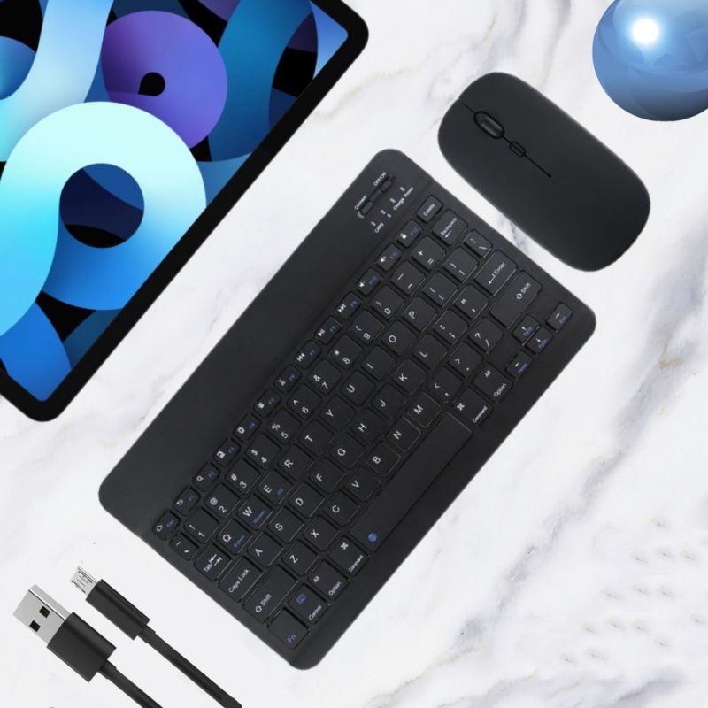 Ultra Thin Wireless Bluetooth Rechargeable USB Keyboard and Mouse Set for Computer Laptop Phone Ipad