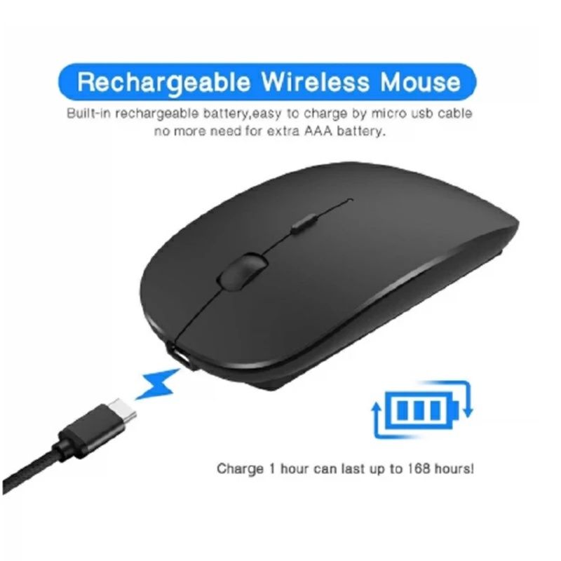 Ultra Thin Wireless Bluetooth Rechargeable USB Keyboard and Mouse Set for Computer Laptop Phone Ipad