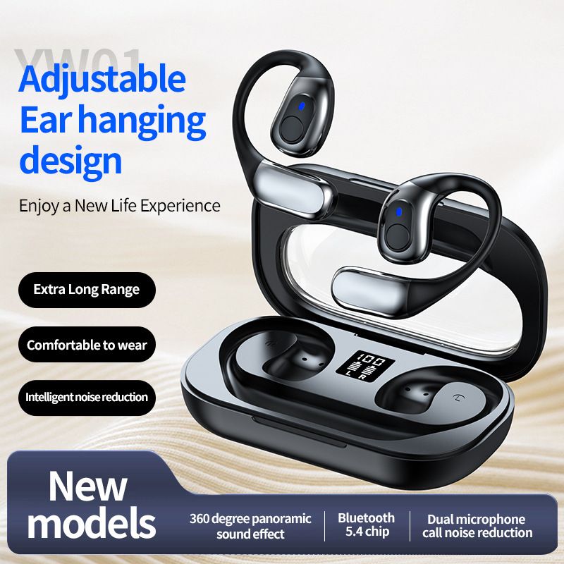 Ear Hook Sport Earphone Bluetooth 5.4 True Wireless Stereo Headset LED Battery Level Display Music Headphone