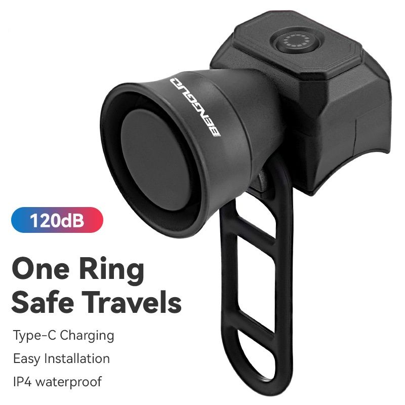 Outdoor Safe Riding Bike Bell 5 Modes Rechargeable Bicycle Electric Horn Clear Sound Cycling Alarm Bells