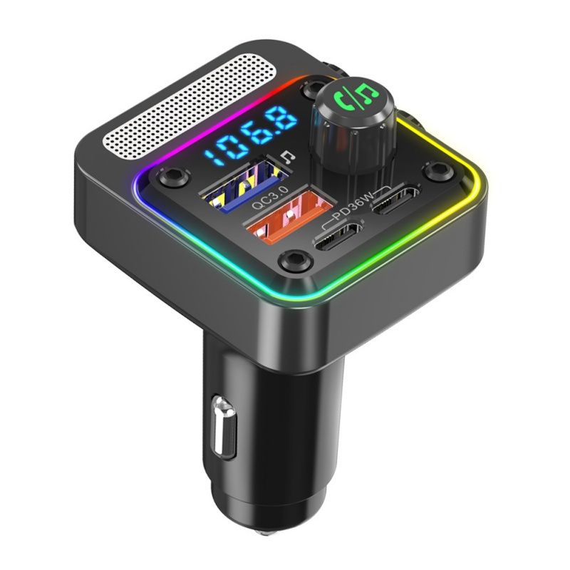 Bluetooth 5.3 Car Double USB Phone Charger Wireless FM Transmitter Car Kit 36W PD Quick Charger Audio Mp3 Player