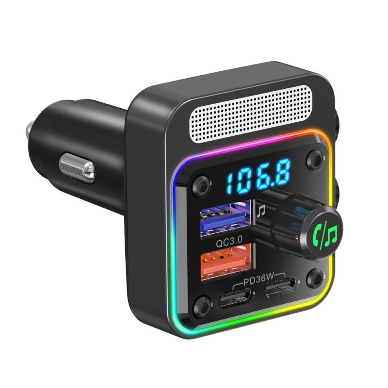 Bluetooth 5.3 Car Double USB Phone Charger Wireless FM Transmitter Car Kit 36W PD Quick Charger Audio Mp3 Player