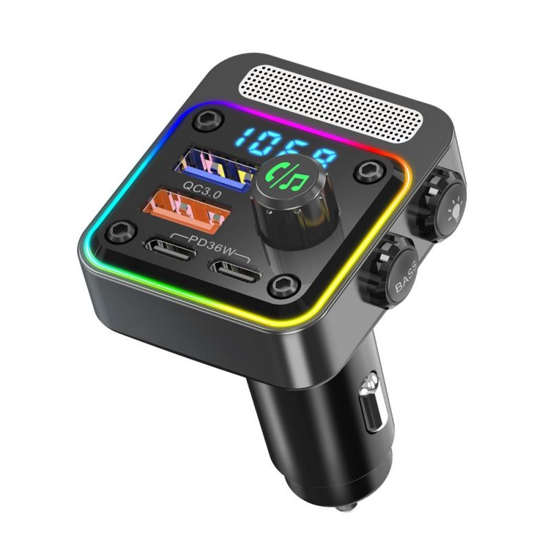 Bluetooth 5.3 Car Double USB Phone Charger Wireless FM Transmitter Car Kit 36W PD Quick Charger Audio Mp3 Player