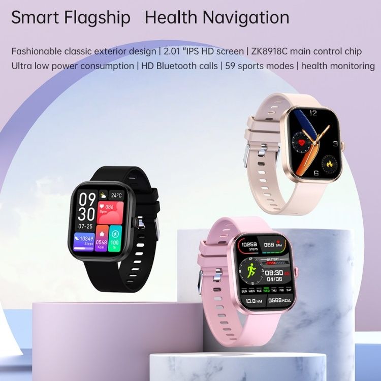 2.01 Inch HD Large Screen Smart Watch Outdoor Sport IP67 Waterproof Bluetooth Watches Health Monitoring Smartwatch
