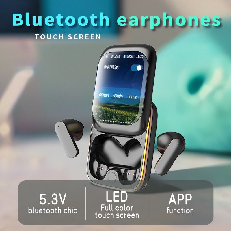 New Design Slide Cover Bluetooth 5.3 Earphone Smart True Wireless Touch Screen TWS Earbuds HIFI Noise Cancelling Stereo Music Headphone