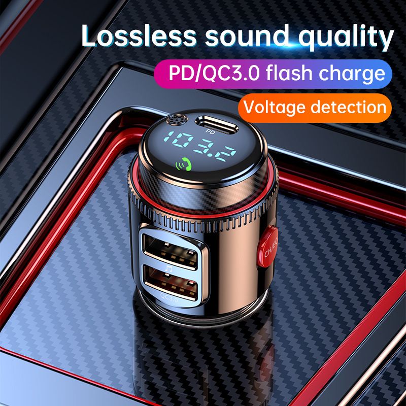 Bluetooth 5.4 Car Kit Wireless FM Transmitter 30W PD Quick Charger Car Dual USB Fast Charger Audio Mp3 Player