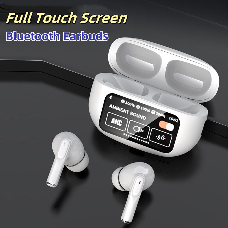 Smart Touch Screen True Wireless TWS Earbuds Bluetooth 5.4 Stereo Game Earphone ANC+ENC Noise Reduction Music Headphone