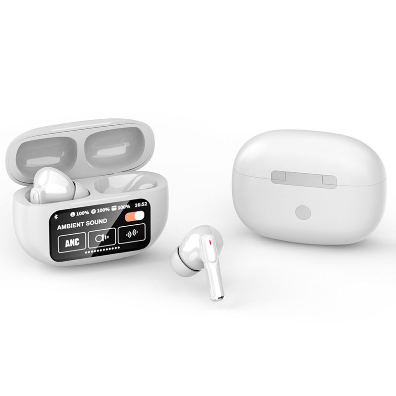 Smart Touch Screen True Wireless TWS Earbuds Bluetooth 5.4 Stereo Game Earphone ANC+ENC Noise Reduction Music Headphone