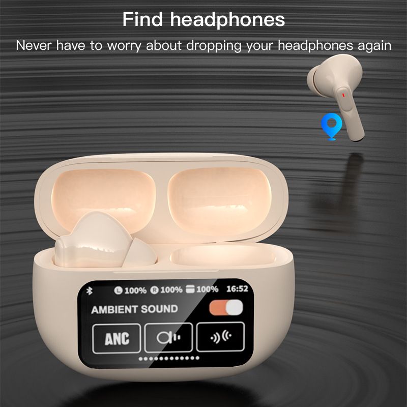 Smart Touch Screen True Wireless TWS Earbuds Bluetooth 5.4 Stereo Game Earphone ANC+ENC Noise Reduction Music Headphone