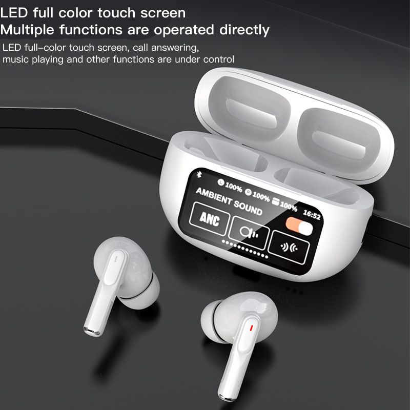 Smart Touch Screen True Wireless TWS Earbuds Bluetooth 5.4 Stereo Game Earphone ANC+ENC Noise Reduction Music Headphone