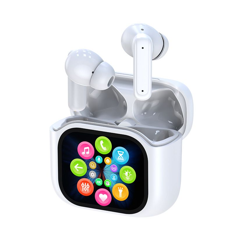 Smart Color Full Touch Screen TWS Earbuds Bluetooth 5.3 True Wireless Stereo Game Earphone ANC+ENC Noise Reduction Music Headphone