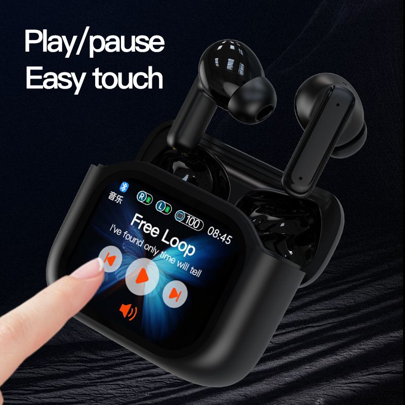 Smart Color Full Touch Screen TWS Earbuds Bluetooth 5.3 True Wireless Stereo Game Earphone ANC+ENC Noise Reduction Music Headphone