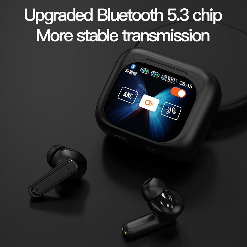 Smart Color Full Touch Screen TWS Earbuds Bluetooth 5.3 True Wireless Stereo Game Earphone ANC+ENC Noise Reduction Music Headphone