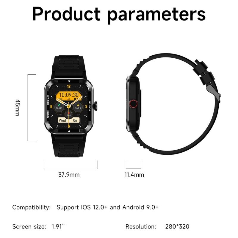 U8 1.91 Inch HD Large Screen Smart Watch IP67 Waterproof Bluetooth Calling Watches Sport Health Monitoring Smartwatch