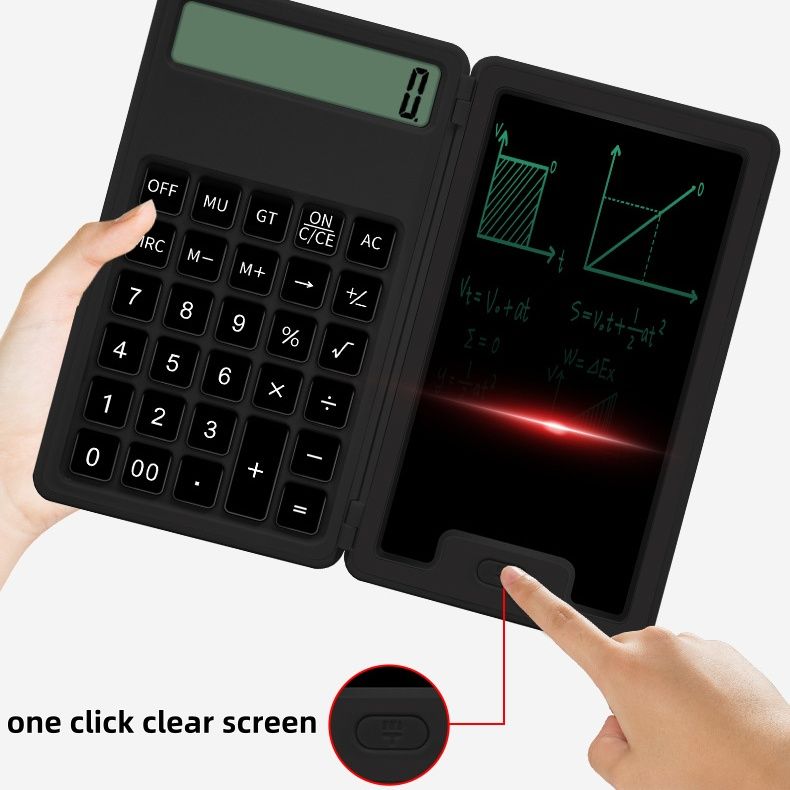 Portable and Foldable Multi-function 12-digit Display Calculator with 5 Inch Writing Tablet
