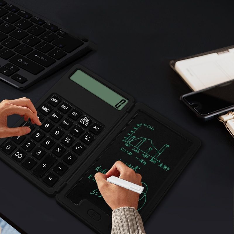 Portable and Foldable Multi-function 12-digit Display Calculator with 5 Inch Writing Tablet