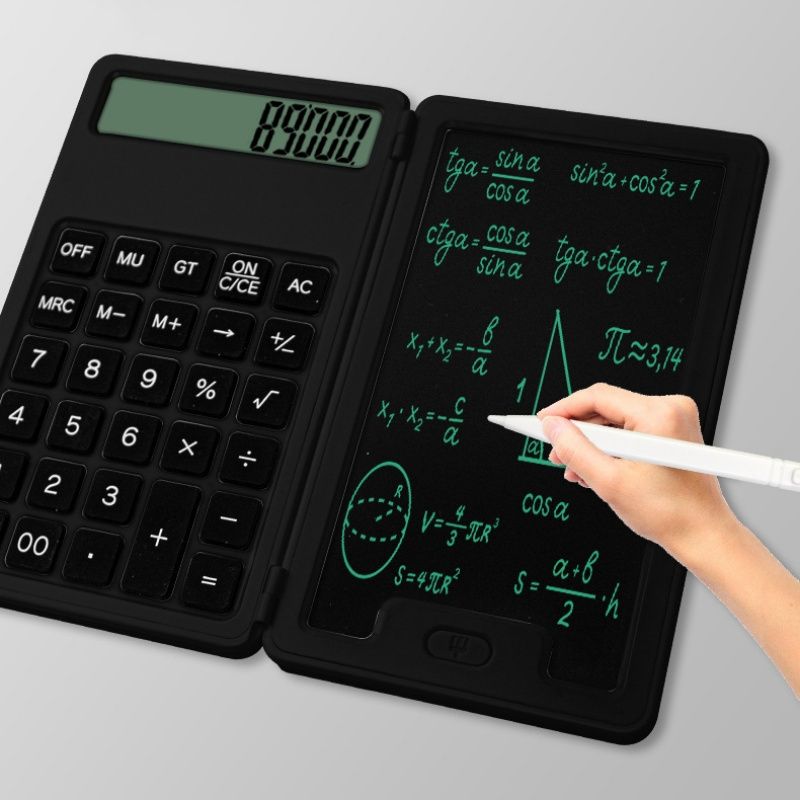 Portable and Foldable Multi-function 12-digit Display Calculator with 5 Inch Writing Tablet