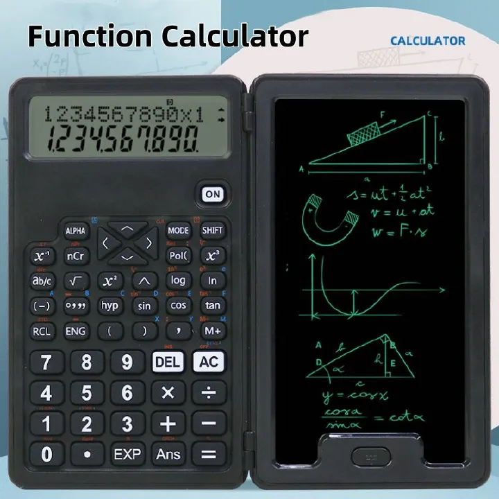 Portable and Foldable Multi-function 12-digit Display Function Scientific Calculator with 5 Inch Writing Tablet