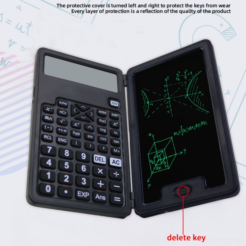 Portable and Foldable Multi-function 12-digit Display Function Scientific Calculator with 5 Inch Writing Tablet