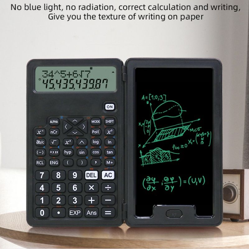 Portable and Foldable Multi-function 12-digit Display Function Scientific Calculator with 5 Inch Writing Tablet