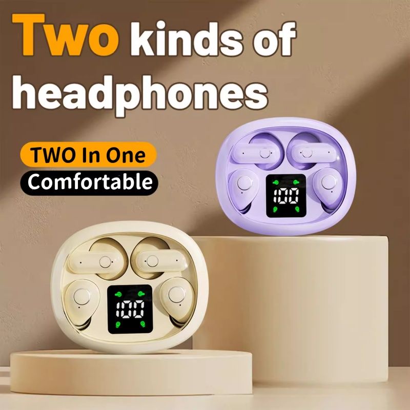 2-In-1 Two Pairs of Earphone True Wireless Bluetooth TWS Earbuds HIFI Stereo Music Couple Headphone
