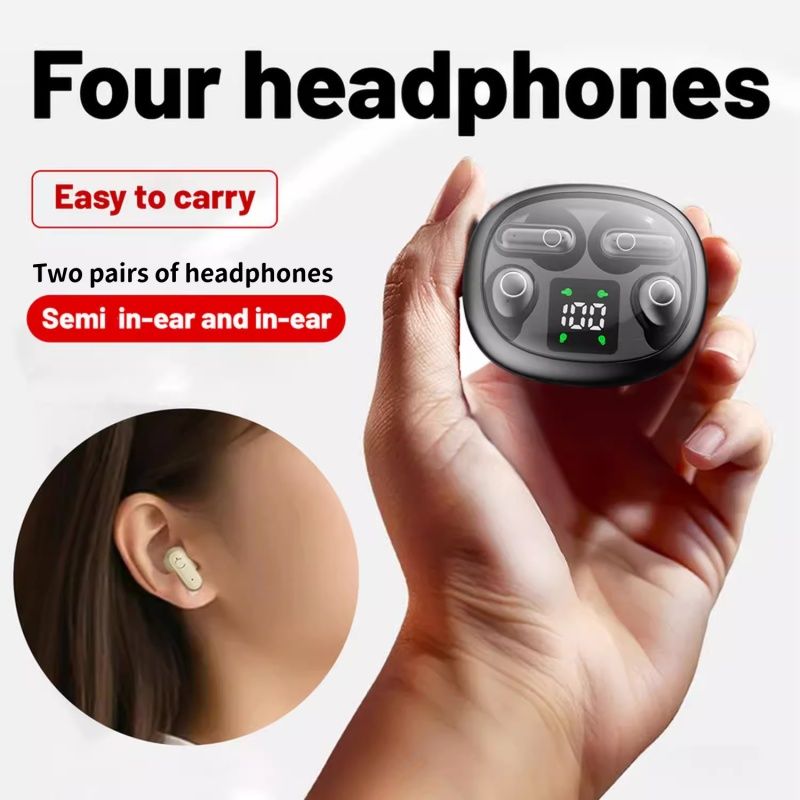 2-In-1 Two Pairs of Earphone True Wireless Bluetooth TWS Earbuds HIFI Stereo Music Couple Headphone