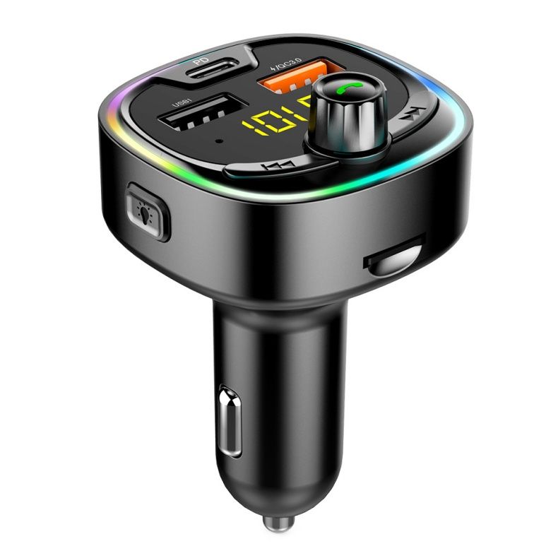 Cool Breathing Light Car USB Phone Charger Wireless FM Transmitter Car Kit PD Quick Charger Bluetooth Audio Mp3 Player