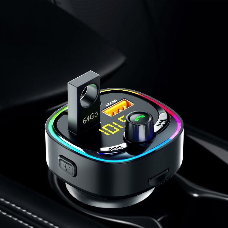 Cool Breathing Light Car USB Phone Charger Wireless FM Transmitter Car Kit PD Quick Charger Bluetooth Audio Mp3 Player