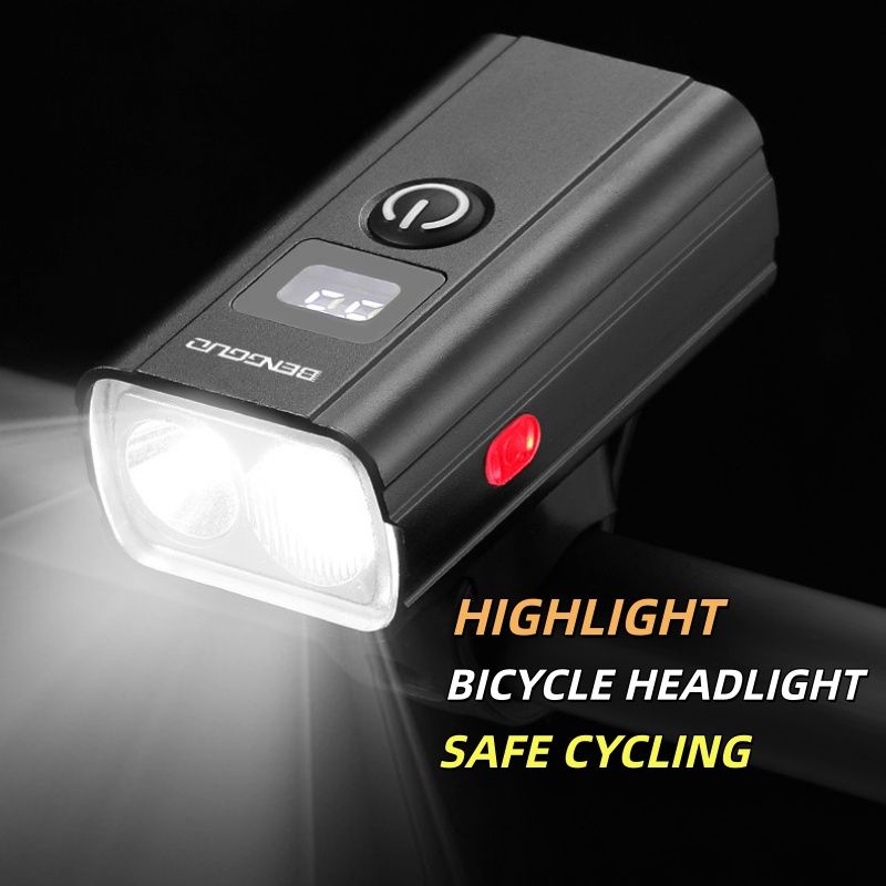 Highlight Rechargeable Al Alloy Bicycle Front Light Outdoor Night Riding Illuminated Headlights Safe Cycling Waterproof Bike Lamps