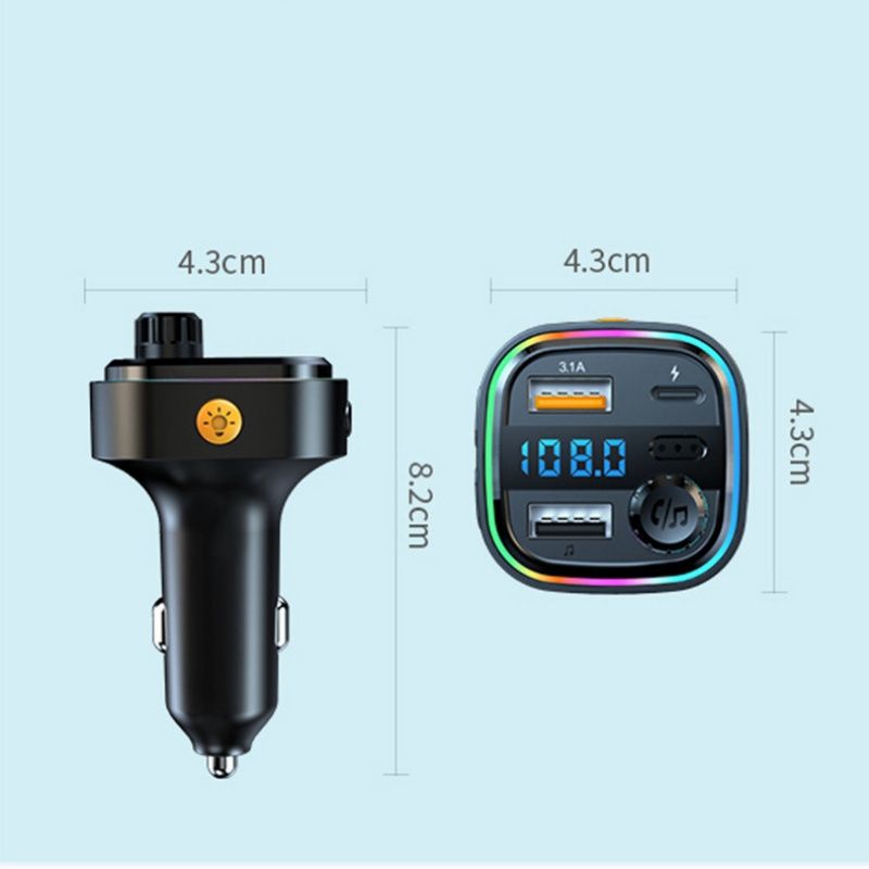 Colorful Breathing Light Car USB Phone Charger Wireless FM Transmitter Bluetooth Car Kit 20W PD Quick Charger Audio Mp3 Player