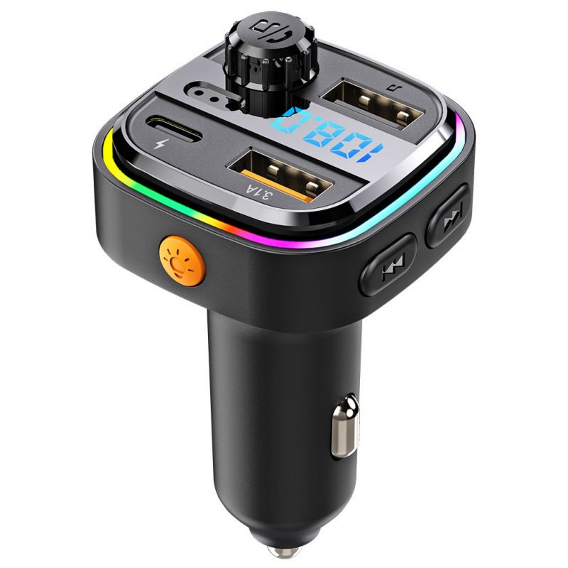Colorful Breathing Light Car USB Phone Charger Wireless FM Transmitter Bluetooth Car Kit 20W PD Quick Charger Audio Mp3 Player