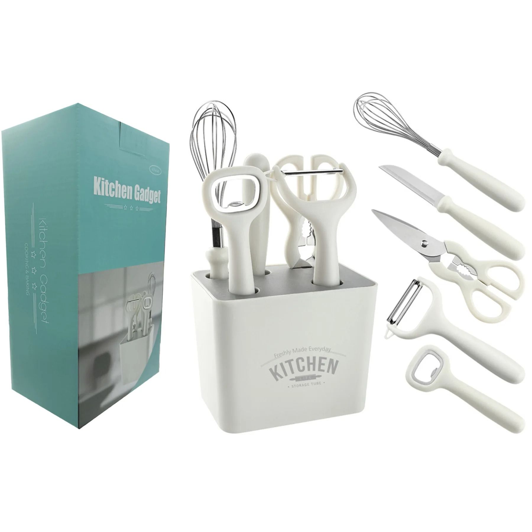 6PCS Kitchen Gadgets Set Stainless Steel Utensils Fruit And Vegetable Peeler Multiple-Function Gadgets Paring Knife Scissor